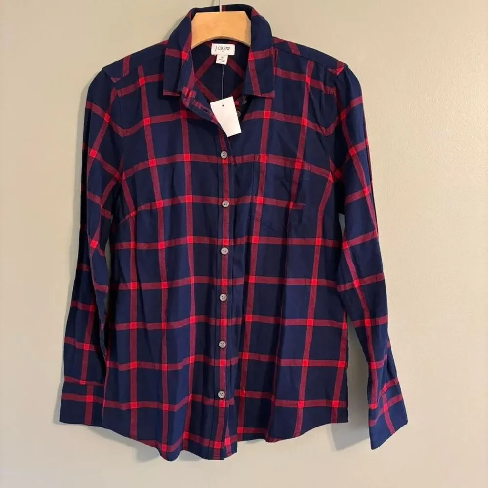 NWT J. Crew Flannel Plaid Women's Small Long Sleeve Button Down $79.50